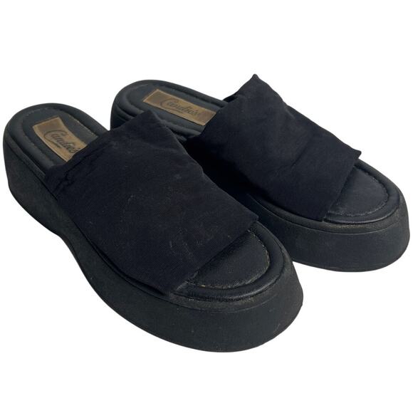 2000's Y2K Candies Platform Sandals Fabric Chunky Black Size 4 Women's - Picture 1 of 6